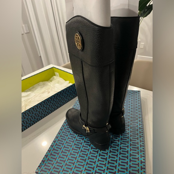 Tory Burch Teresa Black Leather Riding Boot Size 9 - Picture 5 of 6